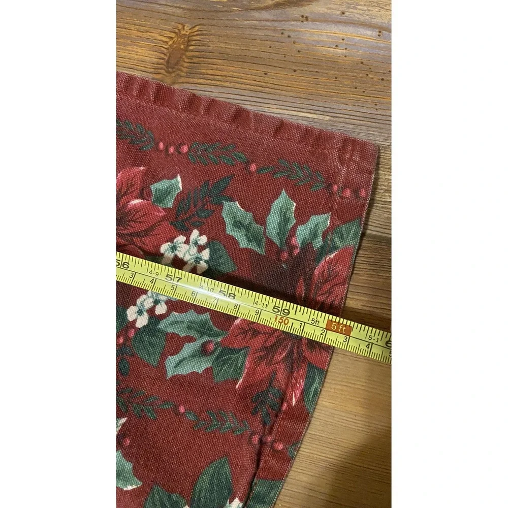 Christmas Tablecloth Cotton Poinsettias Holly Seaside Cottage Garden‎ 60x53